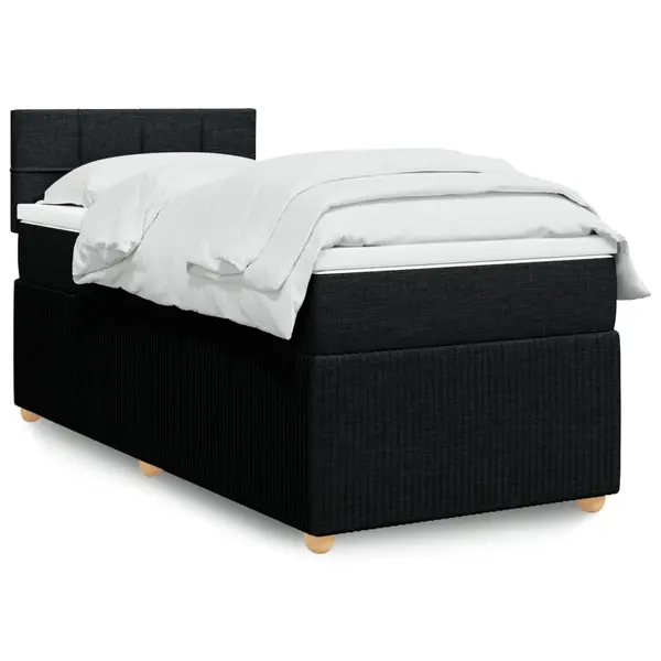 Gossi pat box spring cu saltea, negru, 90x190 cm, textil