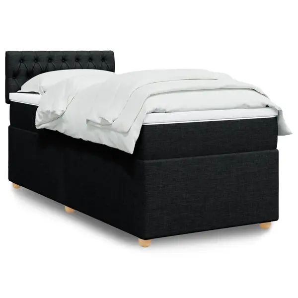 Gossi pat box spring cu saltea, negru, 90x200 cm, textil