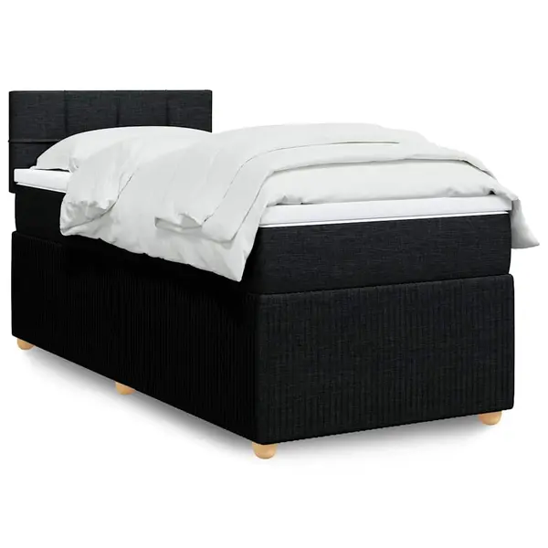Gossi pat box spring cu saltea, negru, 90x200 cm, textil