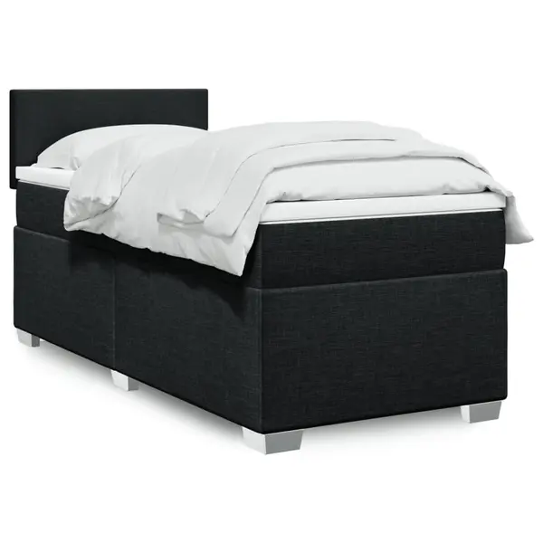 Gossi pat box spring cu saltea, negru, 90x200 cm, textil