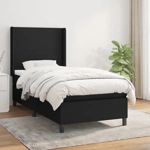 Gossi pat box spring cu saltea, negru, 90x200 cm, textil