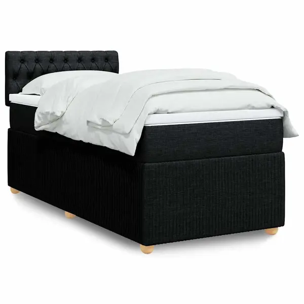 Gossi pat box spring cu saltea, negru, 90x200 cm, textil