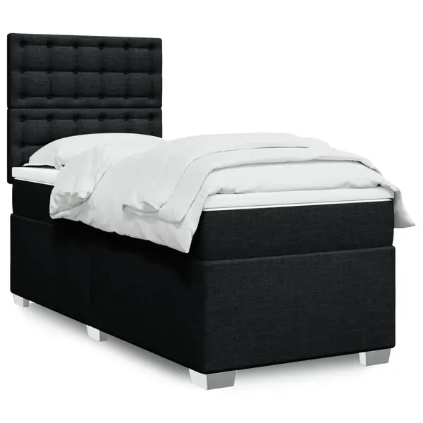 Gossi pat box spring cu saltea, negru, 90x200 cm, textil