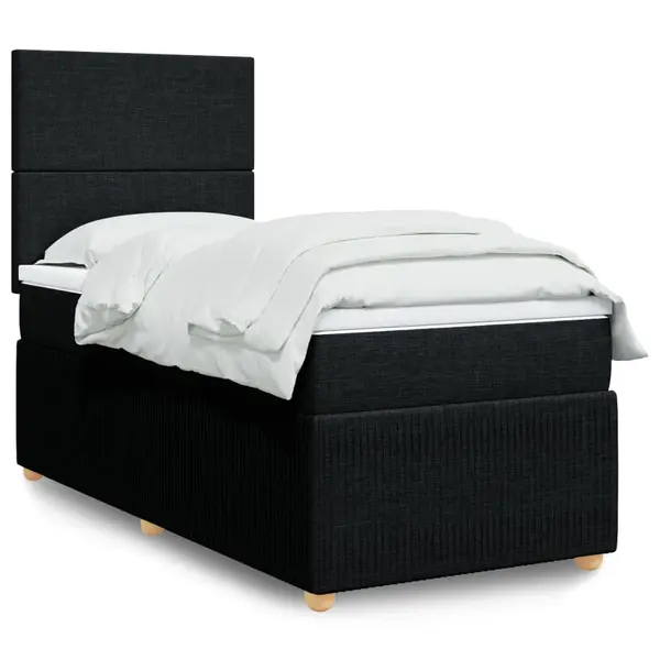 Gossi pat box spring cu saltea, negru, 90x200 cm, textil