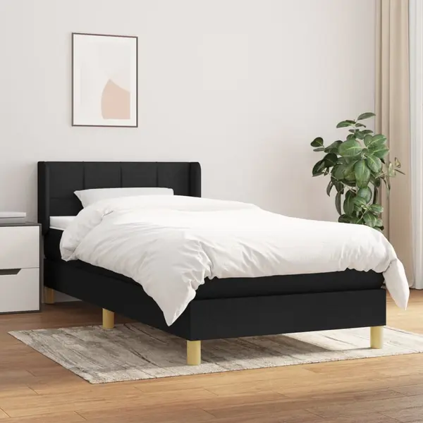 Gossi pat box spring cu saltea, negru, 90x200 cm, textil