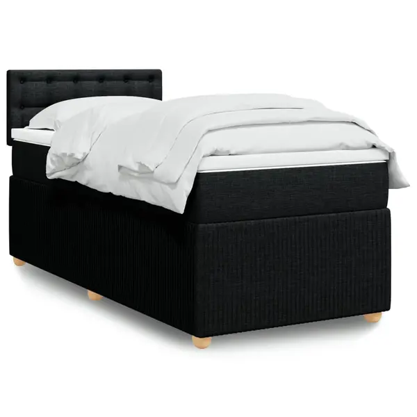 Gossi pat box spring cu saltea, negru, 90x200 cm, textil