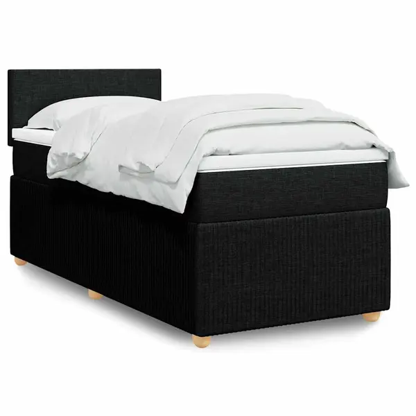 Gossi pat box spring cu saltea, negru, 90x200 cm, textil