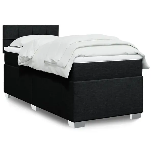 Gossi pat box spring cu saltea, negru, 90x200 cm, textil