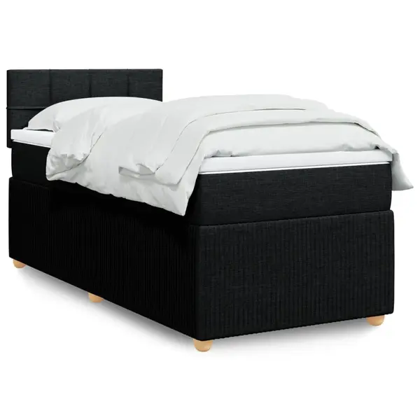 Gossi pat box spring cu saltea, negru, 90x200 cm, textil