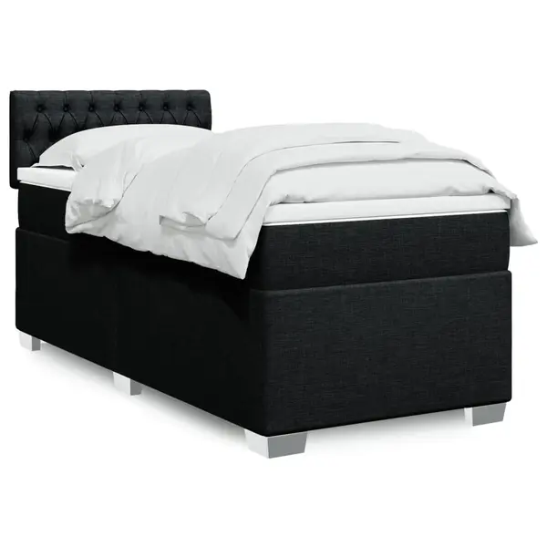 Gossi pat box spring cu saltea, negru, 90x200 cm, textil