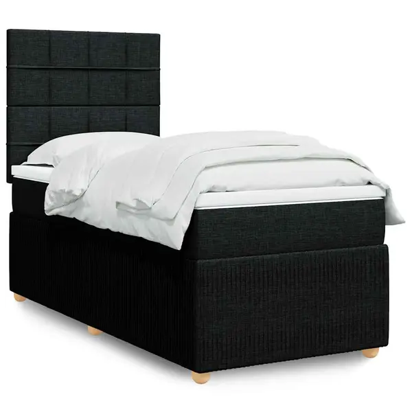 Gossi pat box spring cu saltea, negru, 90x200 cm, textil