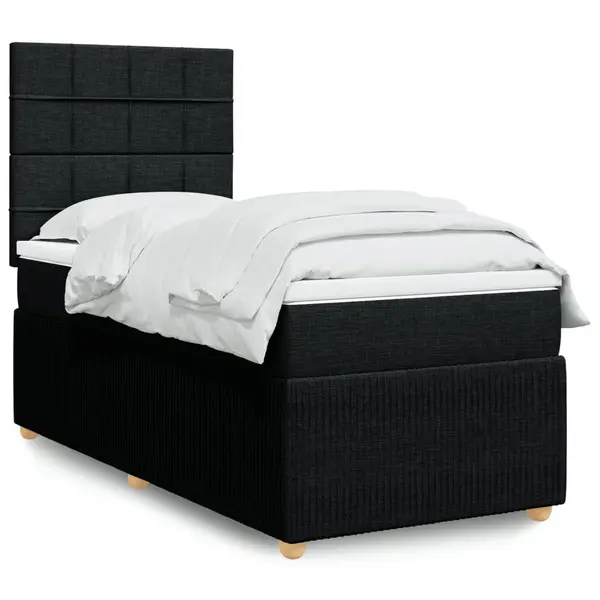 Gossi pat box spring cu saltea, negru, 90x200 cm, textil