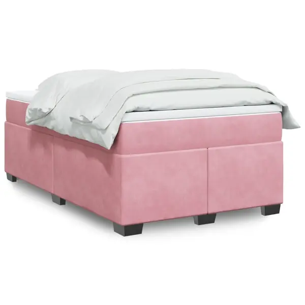 Gossi pat box spring cu saltea, roz, 120x200 cm, catifea