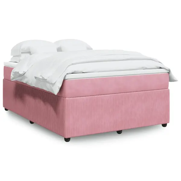 Gossi pat box spring cu saltea, roz, 140x200 cm, catifea