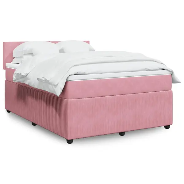Gossi pat box spring cu saltea, roz, 140x200 cm, catifea