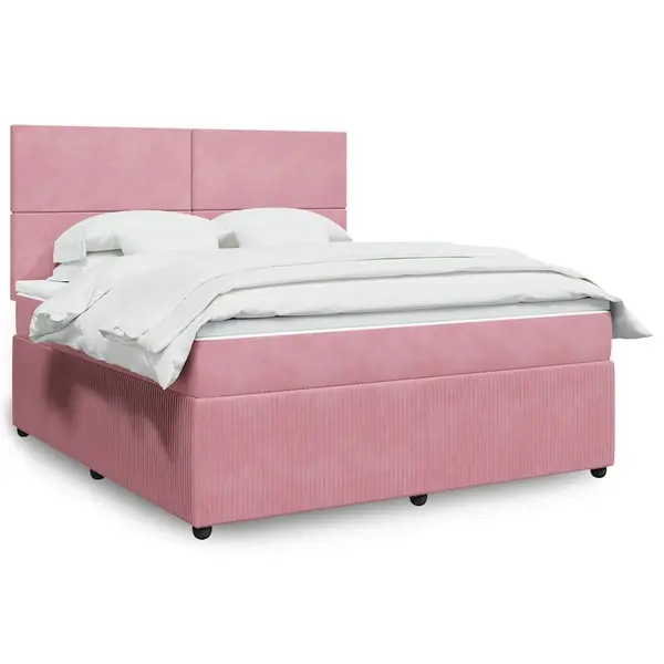 Gossi pat box spring cu saltea, roz, 180x200 cm, catifea