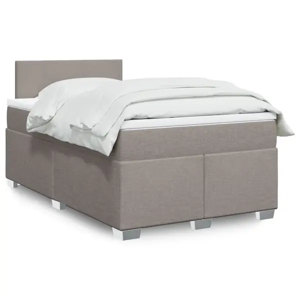 Gossi pat box spring cu saltea, taupe, 120x190 cm material textil