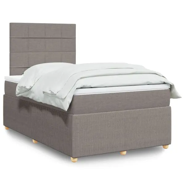 Gossi pat box spring cu saltea, taupe, 120x190 cm material textil