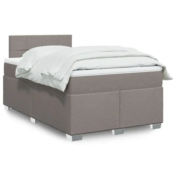 Gossi pat box spring cu saltea, taupe, 120x190 cm material textil