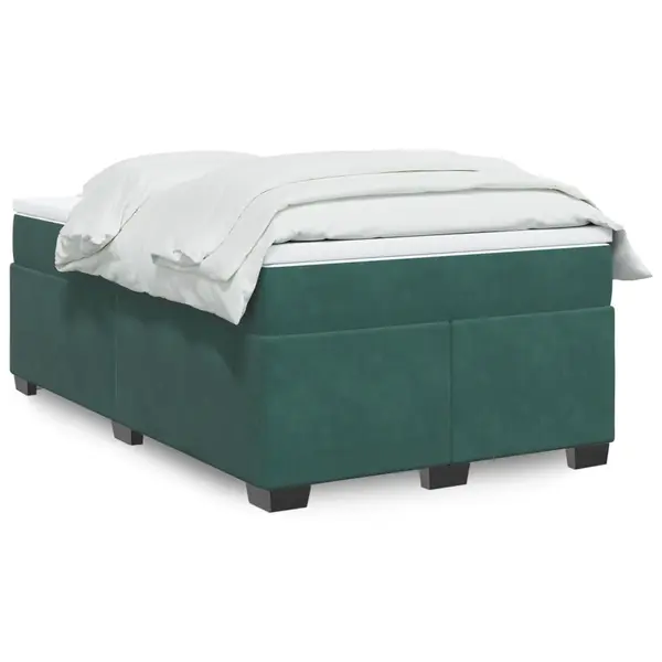 Gossi pat box spring cu saltea, verde inchis, 120x190 cm, catifea