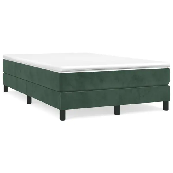 Gossi pat box spring cu saltea, verde inchis, 120x190 cm, catifea