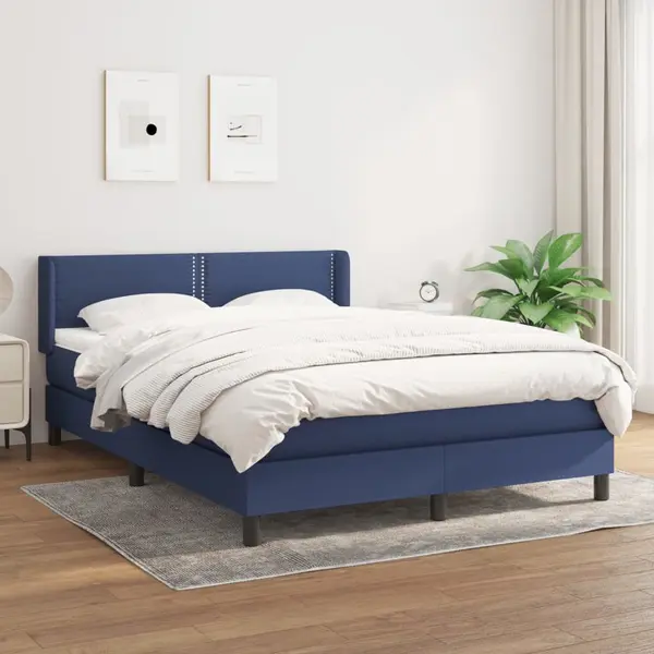 Gossi pat continental cu saltea, albastru, 140x200cm, material textil
