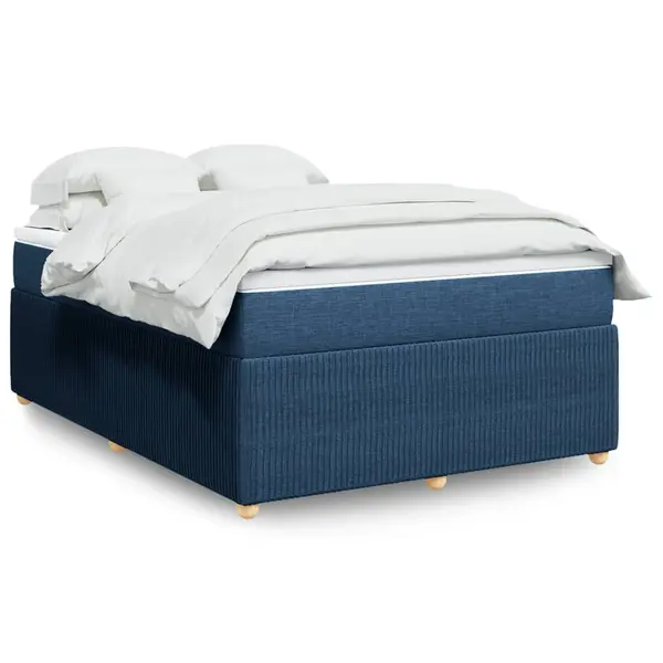 Gossi pat continental cu saltea, albastru, 160x200cm, material textil