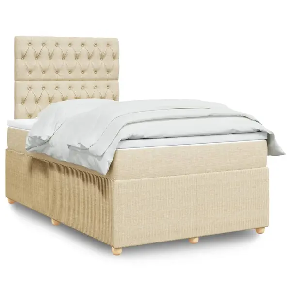 Gossi pat continental cu saltea, crem, 120x190 cm, textil