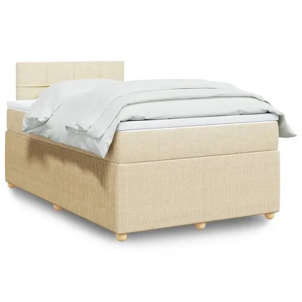 Gossi pat continental cu saltea, crem, 120x190 cm, textil