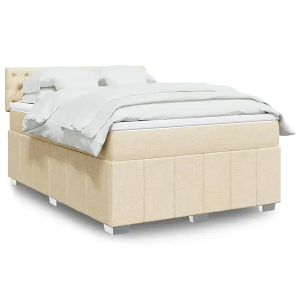 Gossi pat continental cu saltea, crem, 140x200 cm, material textil