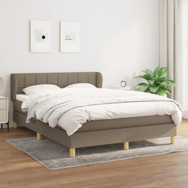 Gossi pat continental cu saltea gri taupe 140x200 cm material textil