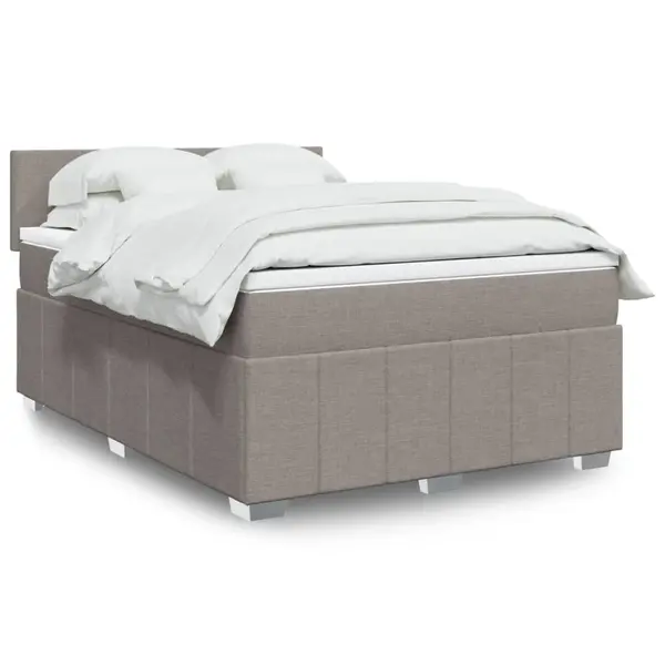 Gossi pat continental cu saltea gri taupe 140x200 cm material textil