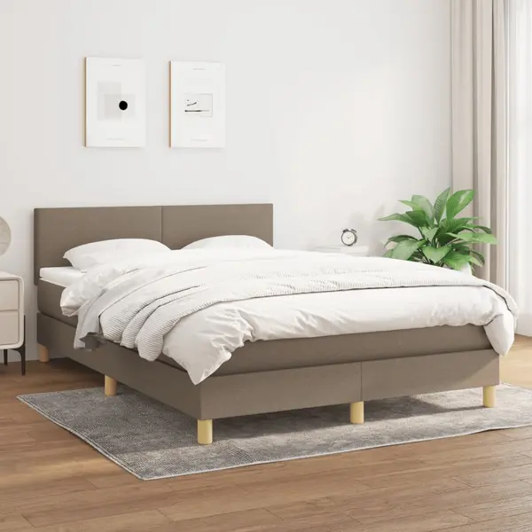 Gossi pat continental cu saltea gri taupe 140x200 cm material textil