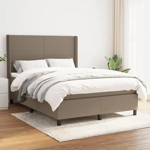 Gossi pat continental cu saltea gri taupe 140x200 cm material textil