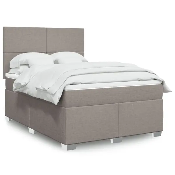 Gossi pat continental cu saltea gri taupe 140x200 cm material textil