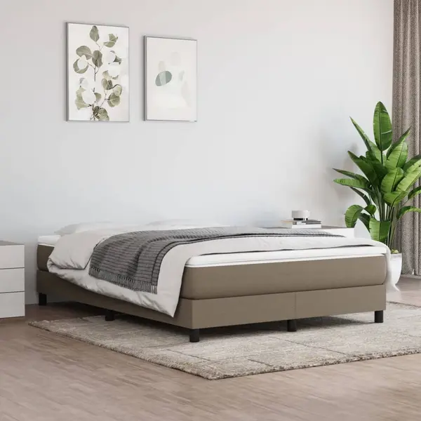 Gossi pat continental cu saltea gri taupe 140x200 cm material textil
