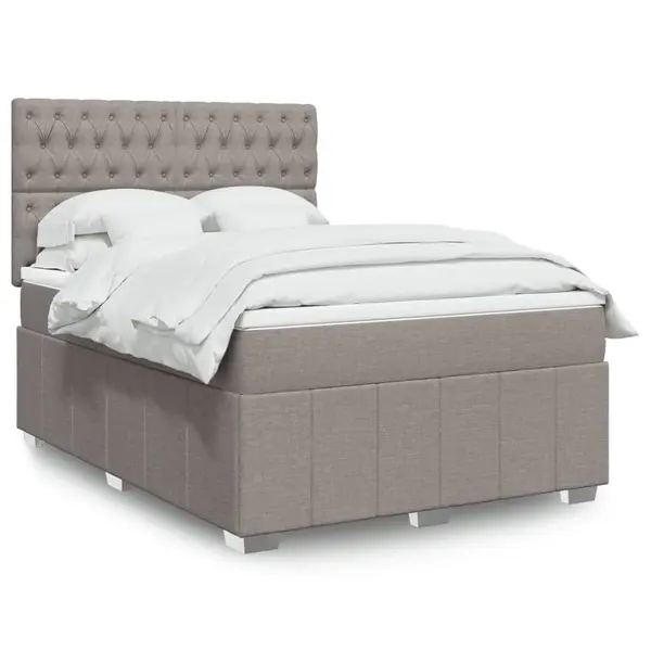 Gossi pat continental cu saltea gri taupe 140x200 cm material textil