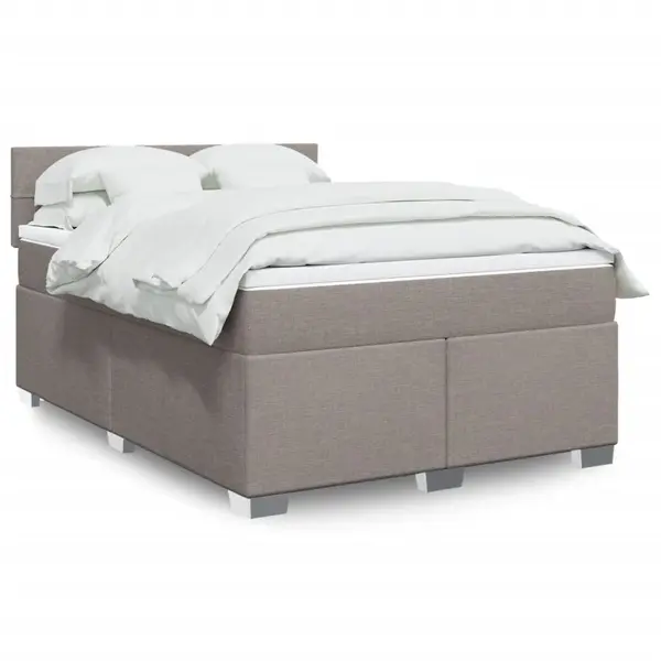 Gossi pat continental cu saltea gri taupe 140x200 cm material textil