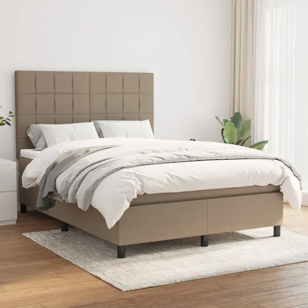 Gossi pat continental cu saltea gri taupe 140x200 cm material textil