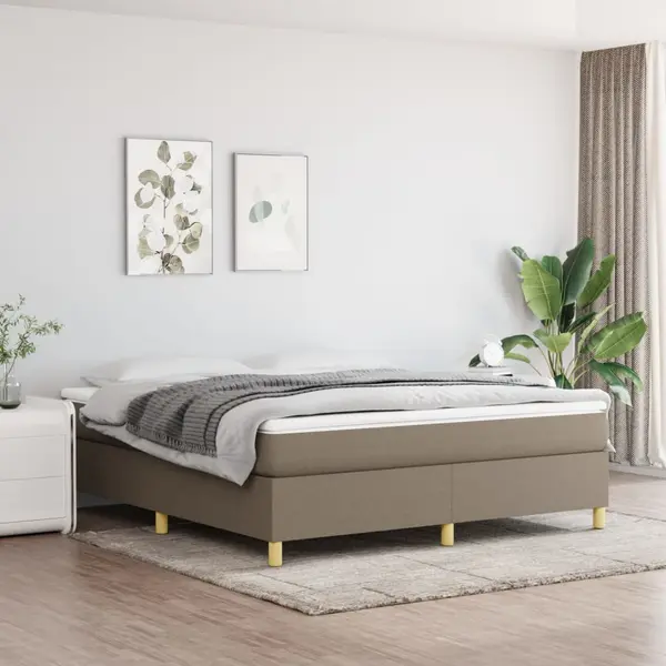 Gossi pat continental cu saltea, gri taupe, 180x200 cm, textil