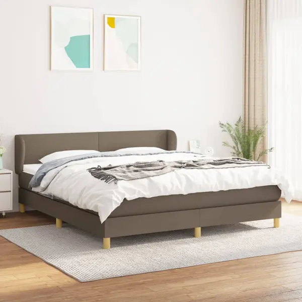 Gossi pat continental cu saltea, gri taupe, 180x200 cm, textil
