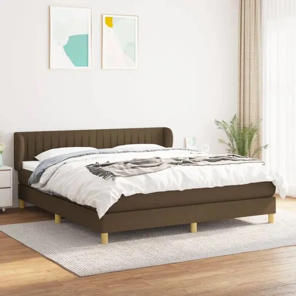 Gossi pat continental cu saltea maro inchis 180x200cm material textil