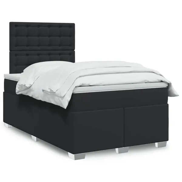 Gossi pat continental cu saltea, negru, 120x200 cm, piele ecologica