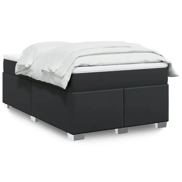 Gossi pat continental cu saltea, negru, 120x200 cm, piele ecologica