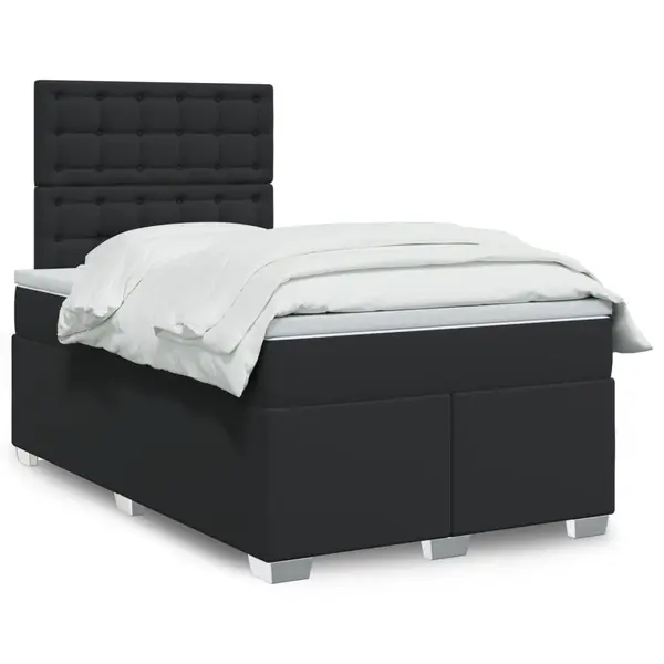 Gossi pat continental cu saltea, negru, 120x200 cm, piele ecologica