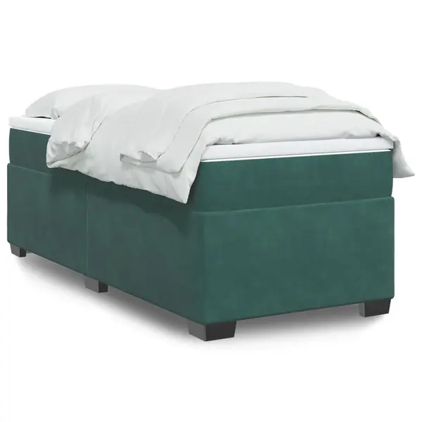 Gossi pat continental cu saltea, verde inchis, 80x200 cm, catifea
