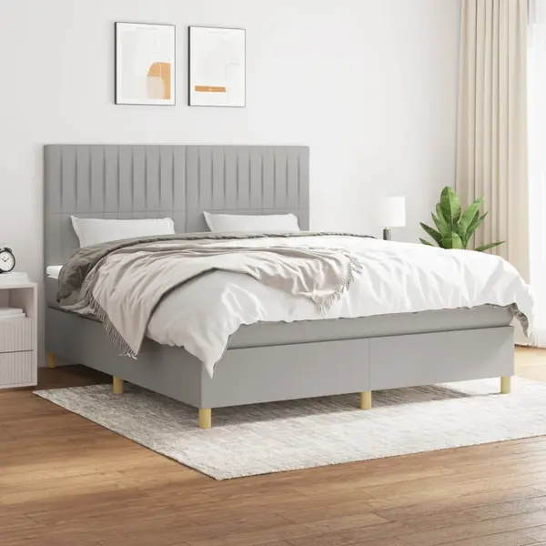 Gossi pat continental, gri deschis, 180x200 cm, material textil