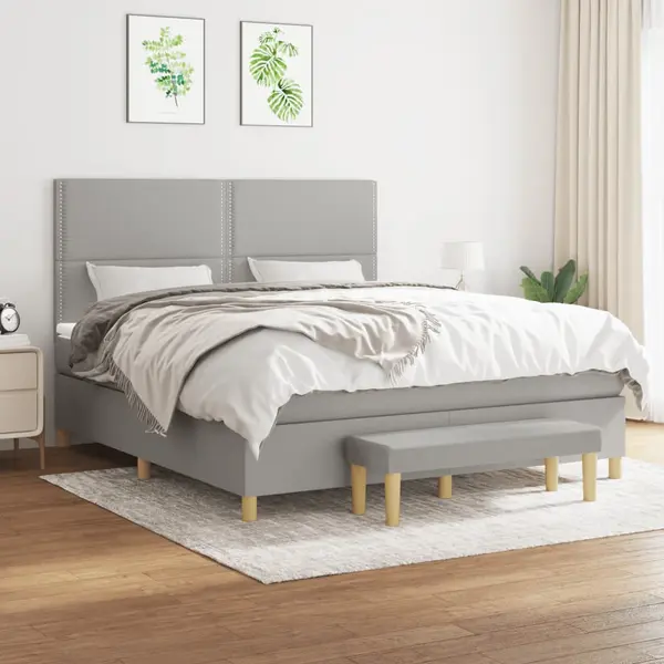 Gossi pat continental, gri deschis, 180x200 cm, material textil