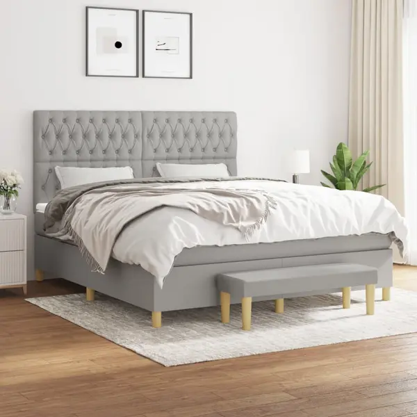 Gossi pat continental, gri deschis, 180x200 cm, material textil