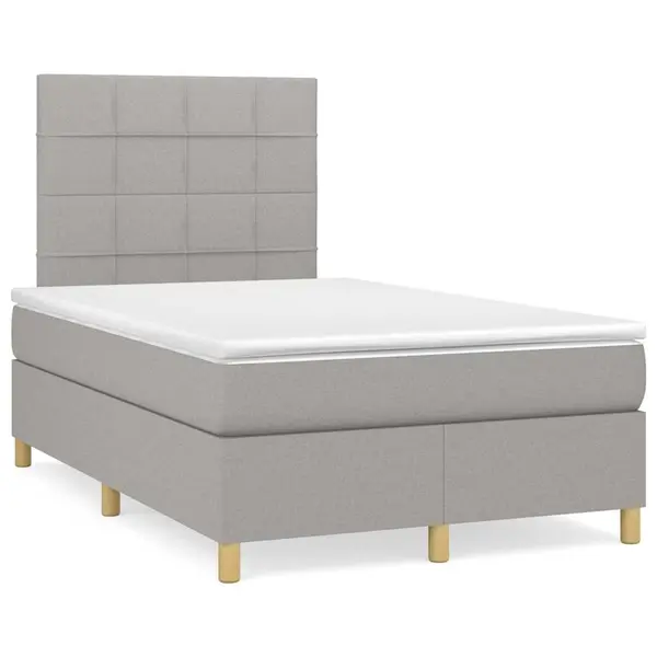 Gossi pat cu arcuri, saltea si led, gri deschis, 120x190 cm, textil